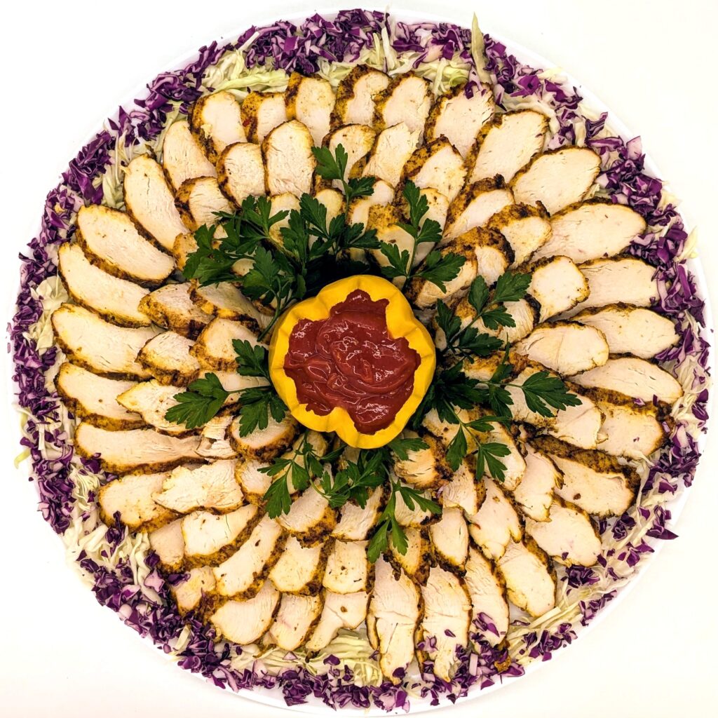 Moroccan chicken platter with spiced tomato dip