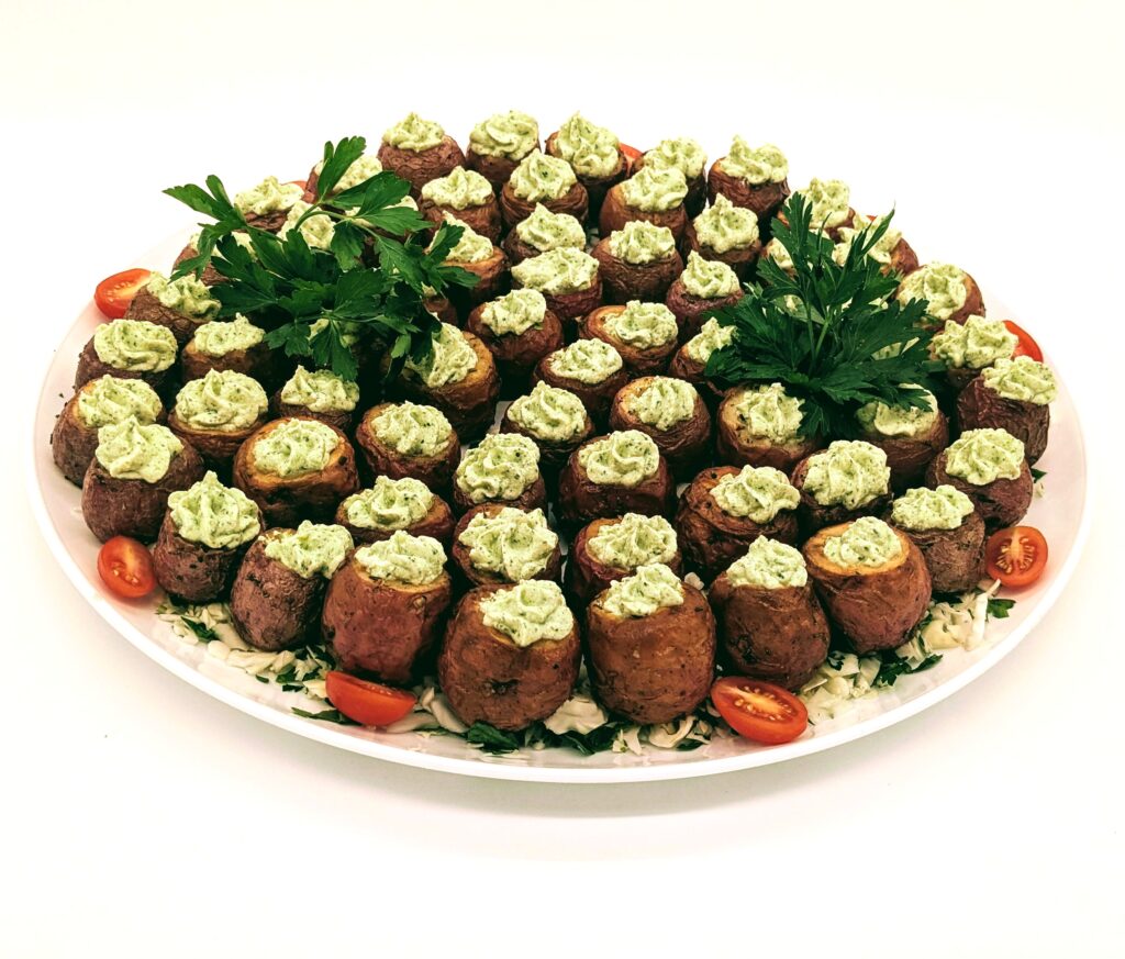 Stuffed potatoes with basil pesto and ricotta