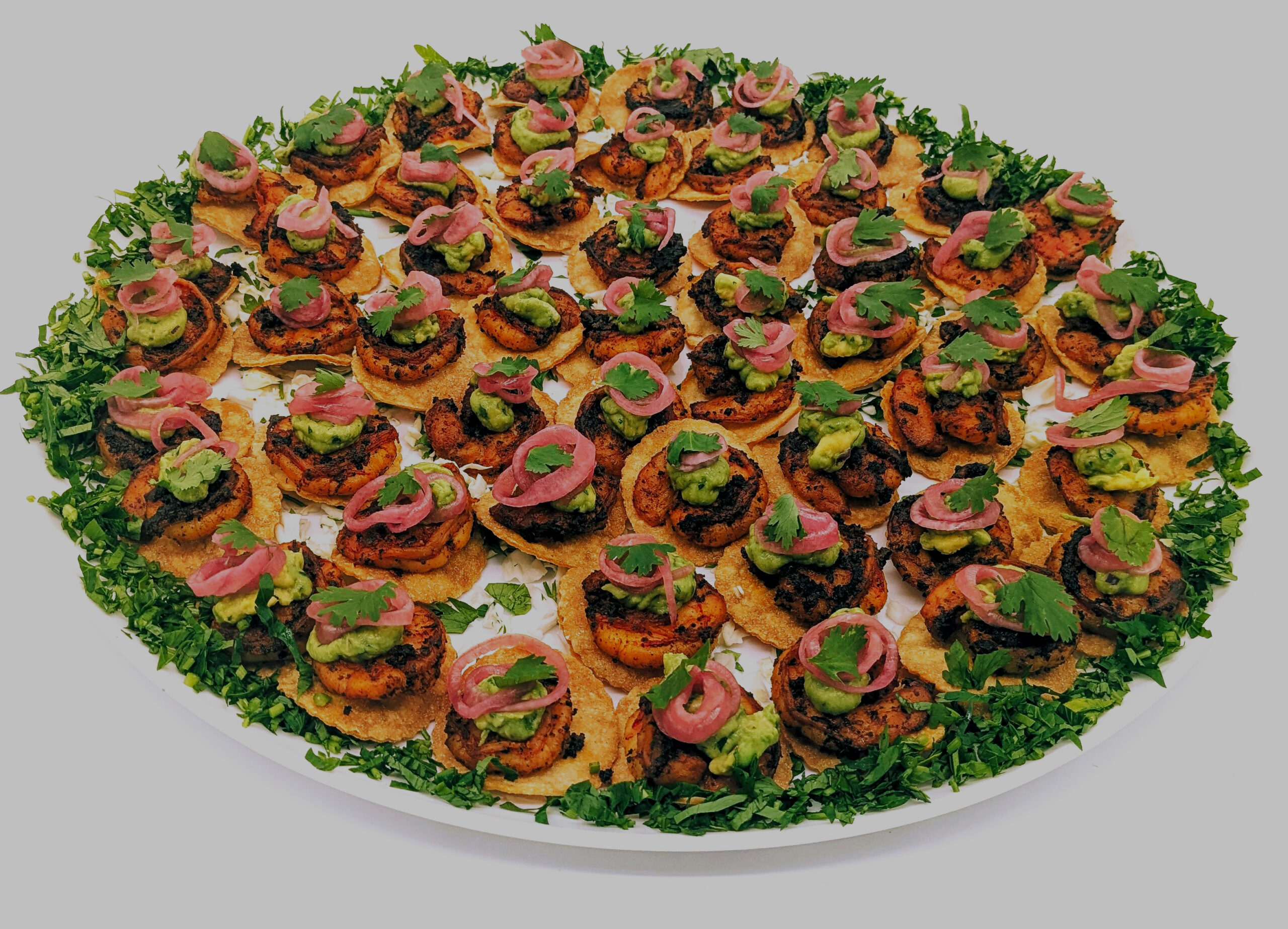 Little Shrimp Tostadas platter